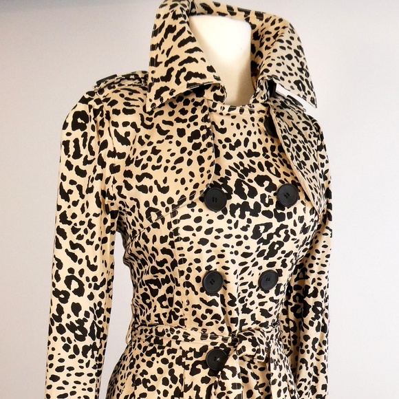 Classic Never go Out of Style Retro Leopard Print Trench Coat /Rain Coat - Picture 2 of 3